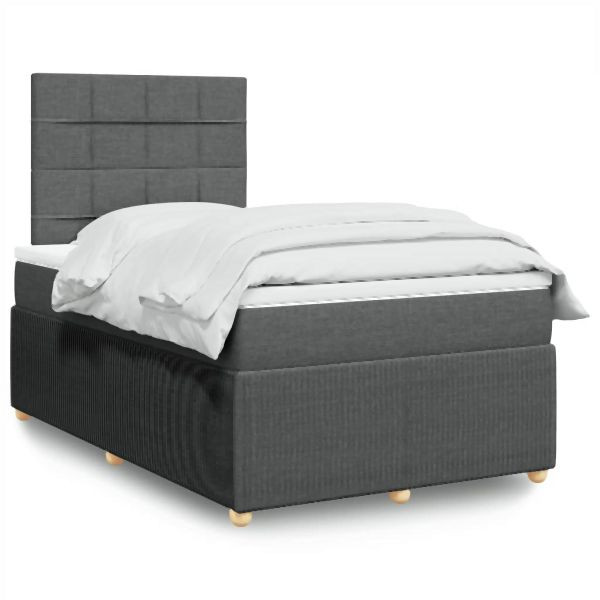vidaXL Boxspringbett mit Matratze Dunkelgrau 120x190 cm Stoff, 3294296