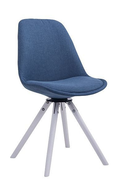 CLP Besucherstuhl Troyes Drehbar Weiß Stoff Rund, blau, 151855810