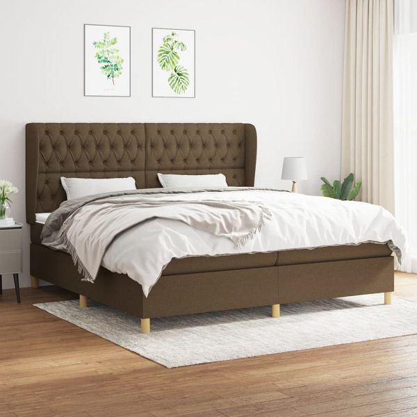 vidaXL Boxspringbett mit Matratze Dunkelbraun 200x200 cm Stoff, 3128792