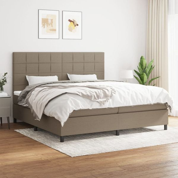 vidaXL Boxspringbett mit Matratze Taupe 200x200 cm Stoff, 3141805