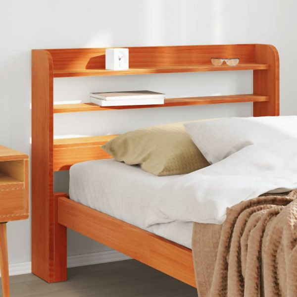 vidaXL Kopfteil mit Ablagen Wachsbraun 75 cm Massivholz Kiefer, 850967