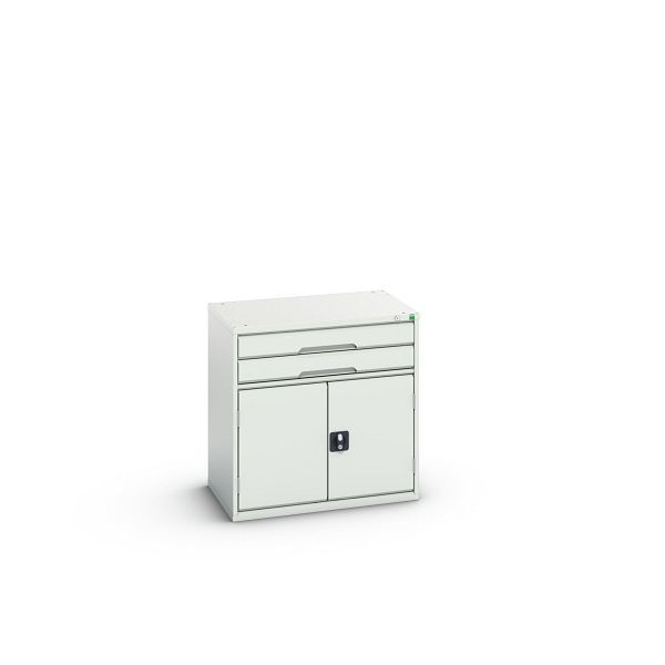 bott verso Schubladenschrank mit Flügeltür, mit 2 Schubladen und Fachboden, BxTxH: 800 x 550 x 800 mm, Lichtgrau / Lichtgrau, 16925116.16