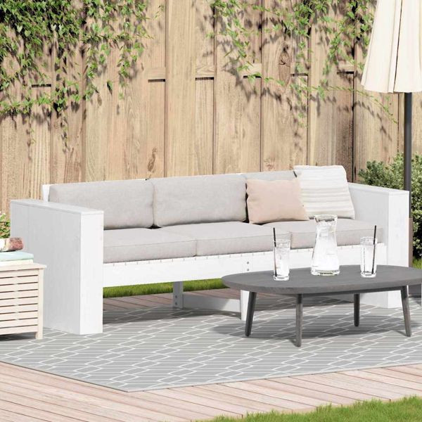 vidaXL Gartensofa Weiß 185.5 x 60 x 62 cm Massivholz Kiefer, 873872
