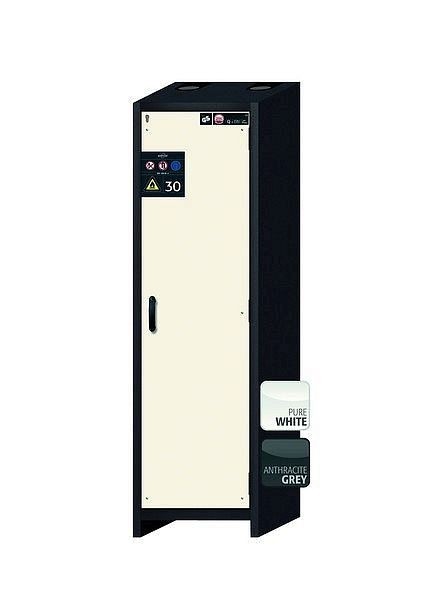 asecos Sicherheitsschrank Q-CLASSIC-30, Q30.195.056.R in reinweiß RAL 9010 mit 5x Auszugswanne Standard (Edelstahl), 31007-070-33425