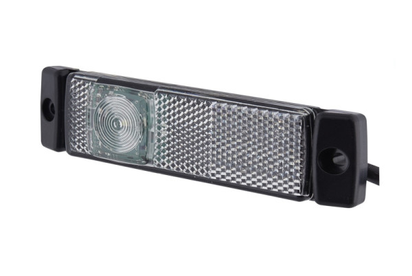 HELLA Positionsleuchte, LED, 24V, Anbau/Schraubanschluss, glasklar, LED-Lichtfarbe: weiß, 5000mm, offene Kabelenden, vorne, schwarz, 2PG 008 645-961