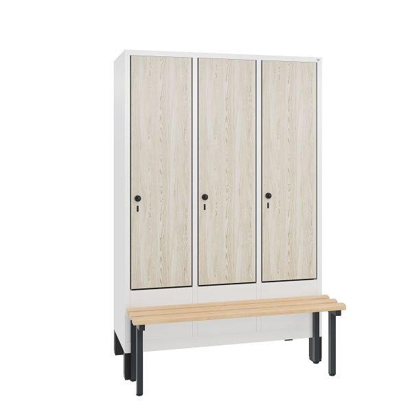 C+P Spind Evolo, 3 Abteile, H1850xB1200xT815 mm, Weiß/HPL Esche, 48030-32 S10384