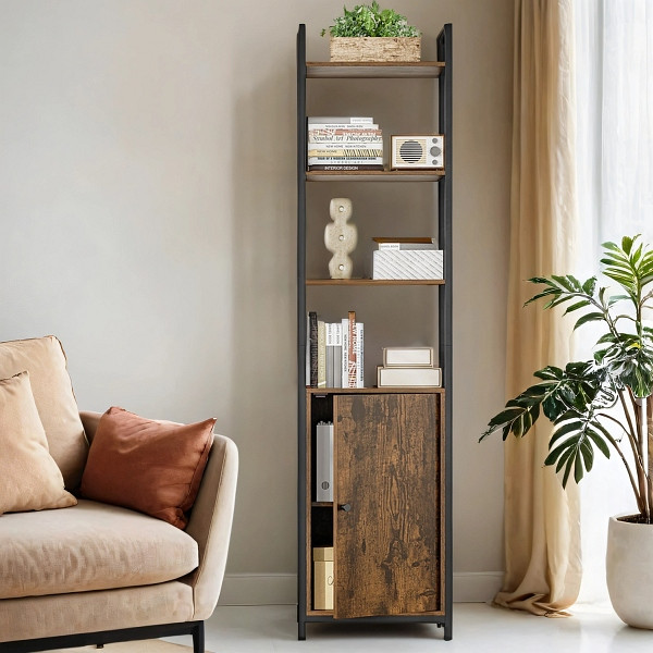 SONGMICS Bücherregal, Vintagebraun, 40x24x159,5 cm, LLS132K01