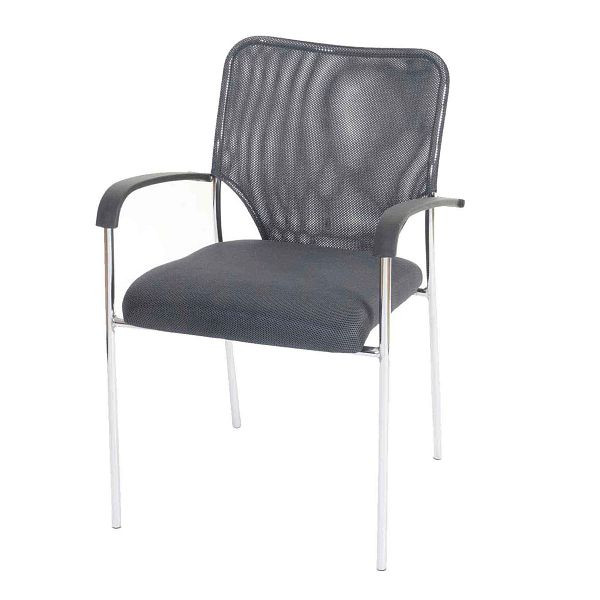 Mendler 4x Besucherstuhl Tulsa, Konferenzstuhl stapelbar, Stoff/Textil, Sitz grau, Rückenfläche grau, 47807