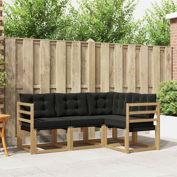 vidaXL Outdoor-Sofagarnitur mit Kissen 4-teilig Weiß und Schwarz, 3389418