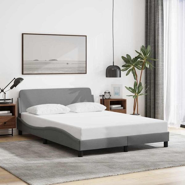 vidaXL Bettgestell Dover Hellgrau 135x190 cm Stoff, 373325
