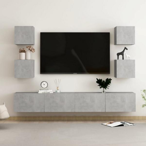 vidaXL 6-tlg. TV-Schrank-Set Betongrau Holzwerkstoff, 3079083