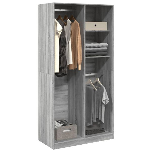 vidaXL Kleiderschrank Grau Sonoma 100x50x200 cm Holzwerkstoff, 3307770