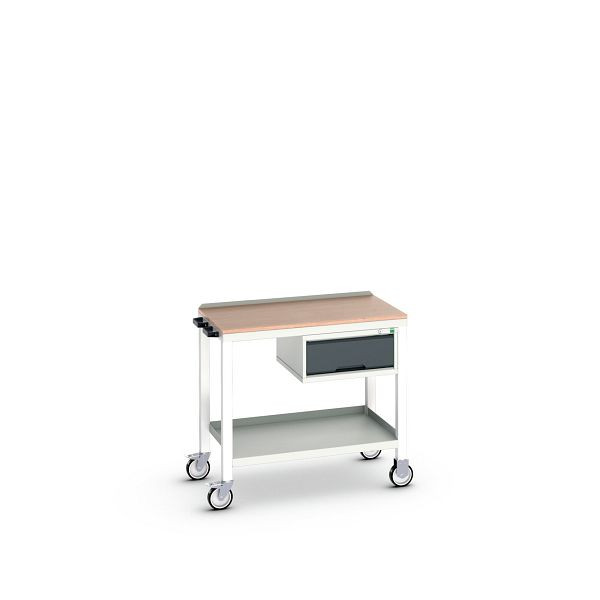 bott verso mobiler Beistelltisch, mit 1 Schublade und Multiplex-Platte, BxTxH: 1000 x 600 x 930 mm, Lichtgrau / Anthrazitgrau, 16922801.19