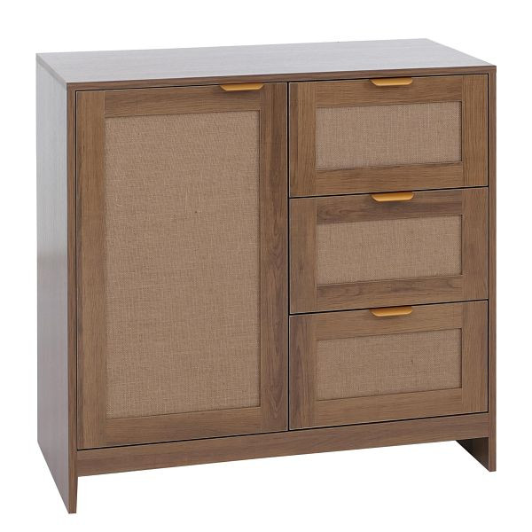 Mendler Kommode HWC-P50, Schrank Sideboard Highboard, Schubladen Staufach, MDF Melamin Leinenfront, braun, 139900+140182