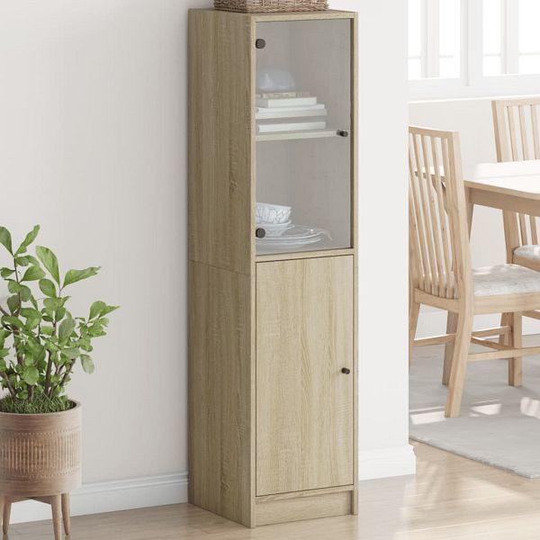 vidaXL Highboard mit Glastür Sonoma-Eiche 35x37x142 cm, 836443