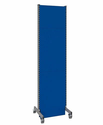 DENIOS Mobile Akustik Trennwand, Grundfeld, B 625, H 2500 mm, Akustik-Lochblech einseitig, grau/blau, 293102
