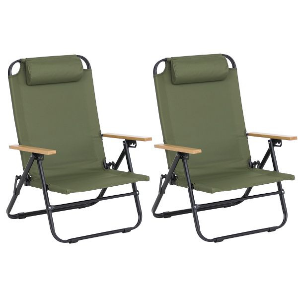 Mendler 2er-Set Campingstuhl HWC-Q44, Gartenstuhl Balkonstuhl Freizeitstuhl, klappbar verstellbar Outdoor Metall Stoff, grün, 122902