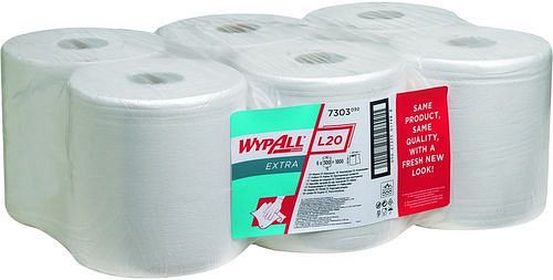 Kimberly-Clark WypAll® Reinigungstücher L20, 7303, mit Zentralentnahme, weiß, 6 Rollen à 380 Tücher, 308894