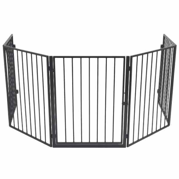 vidaXL Kaminschutzgitter für Haustiere Schwarz Stahl, 275411