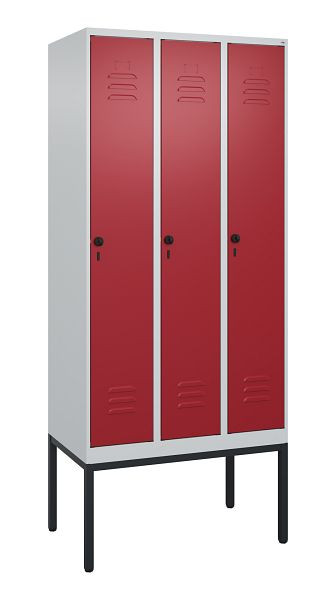 C+P Umkleidespind Classic PLUS, Gestell, 3 Abteile, 2120x900x500mm, 7035/3003, Drehriegel, 0800307-30 S10001