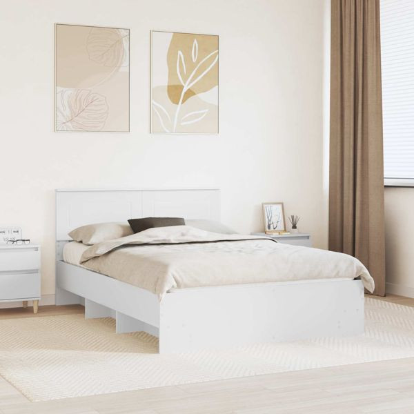 vidaXL Bettrahmen mit Kopfteil Weiß 160 x 200 cm Holzwerkstoff, 3408830