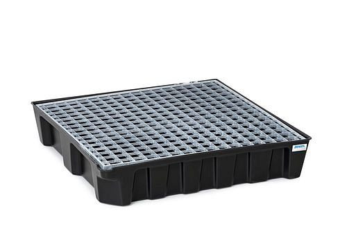 DENIOS base-line Kleingebindewanne base-line aus Polyethylen (PE), mit Ablauf und verzinktem Gitterrost, 70 Liter, 290892