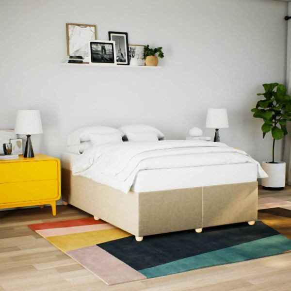 vidaXL Bettgestell ohne Matratze Creme 140x190 cm Stoff, 3284734