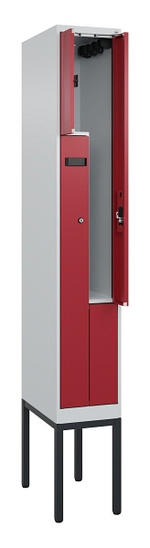 C+P Z-Spind Evolo PLUS, Gestell, 2 Fächer, 2120x300x500mm, 7035/3003, Zylinderschloss, 0490337-102 S10031