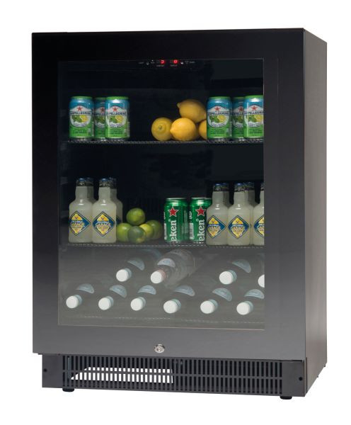NordCap Glastürkühlschrank M 95 BLACK, für Take-Away Kühlprodukte und Getränkekühlung, steckerfertig, Umluftkühlung, 477850090