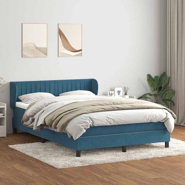 vidaXL Boxspringbett mit Matratze Dunkelblau 140x220 cm Samt, 3317737