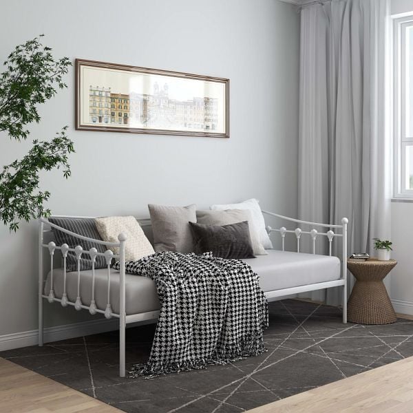 vidaXL Schlafsofa Bettgestell Weiß Metall 90x200 cm, 324756