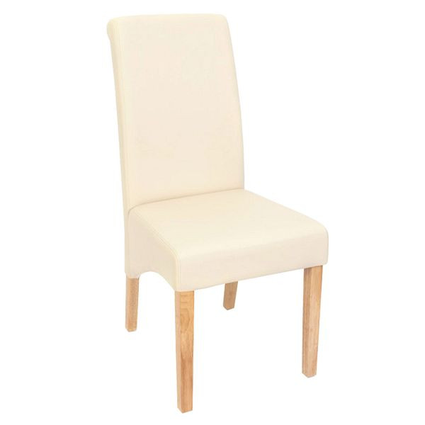 Mendler 2er-Set Esszimmerstuhl Küchenstuhl Stuhl M37, Kunstleder matt, creme, helle Füße, 22310