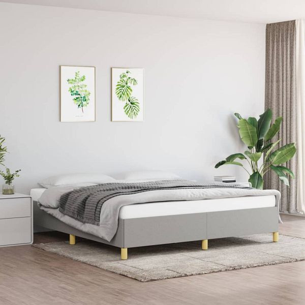 vidaXL Bettgestell Hellgrau 160x200 cm Stoff, Material: Stoff (100% Polyester), Sperrholz, Holzwerkstoff, 347173