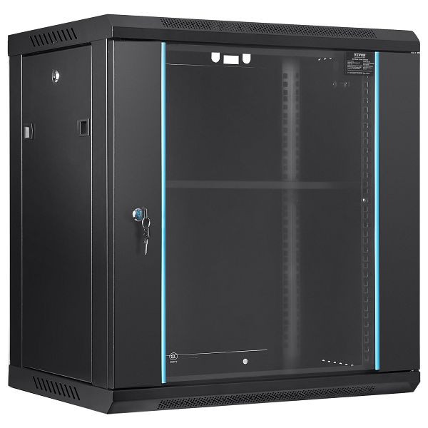VEVOR 12U Netzwerk-Serverschrank zur Wandmontage, 15,5" tief, ca. 91 kg. Bodenmontierte Ladekapazität, WLJJGHB12U155L3S8V0