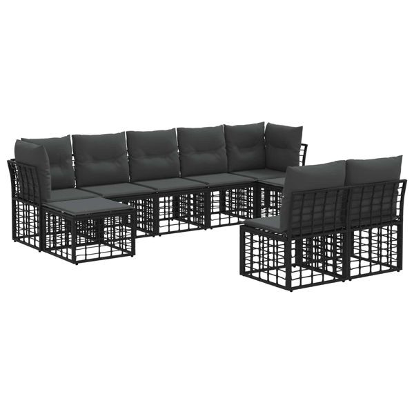vidaXL Outdoor-Sofagarnitur Schwarz und Dunkelgrau Polyester, 3437557