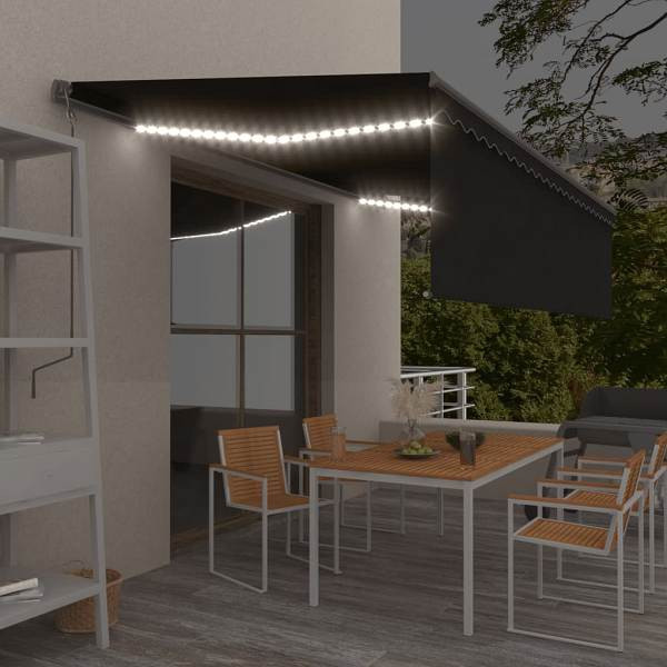 vidaXL Markise Automatisch mit Rollo LED Windsensor 5x3m Anthrazit, 3069474
