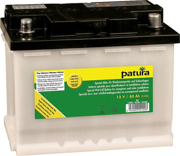 Patura Spezial-Akku 12 V / 130 Ah C100 für Weidezaungeräte und Solaranlagen, 133900