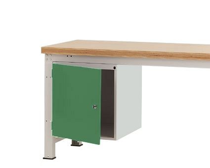 Manuflex Gehäuse-Unterbau PROFI, Nutzhöhe 500 mm mit 1 Tür links angeschlagen und Einlegeboden, für Werkbanktiefe 700 mm, Resedagrün, ZB4981.6011