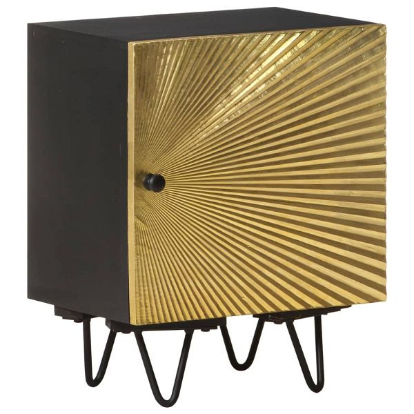 vidaXL Nachttisch mit Messing-Front 40x30x50 cm Massivholz Mango, 322680