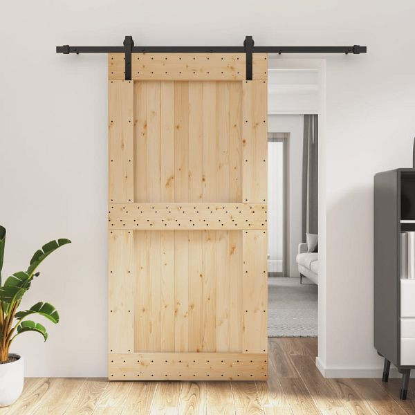 vidaXL Schiebetür mit Beschlag 100x210 cm Massivholz Kiefer, 3202997