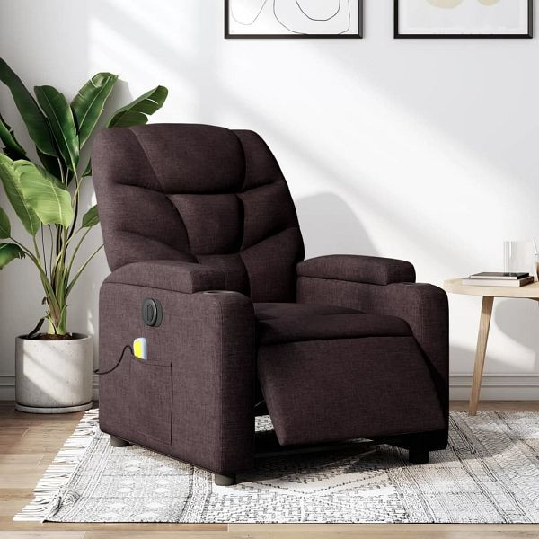 vidaXL Massagesessel Elektrisch Dunkelbraun Stoff, 3204589