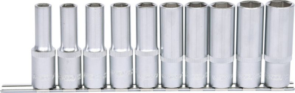 KS Tools 1/2" Sechskant-Stecknuss-Satz, lang, 10-teilig 10-19mm, 917.0615