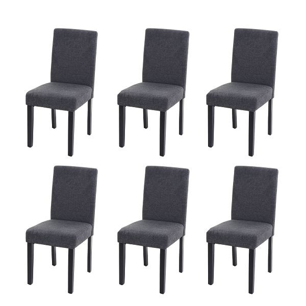 Mendler 6er-Set Esszimmerstuhl Stuhl Küchenstuhl Littau, Textil, anthrazitgrau, dunkle Beine, 3x74547