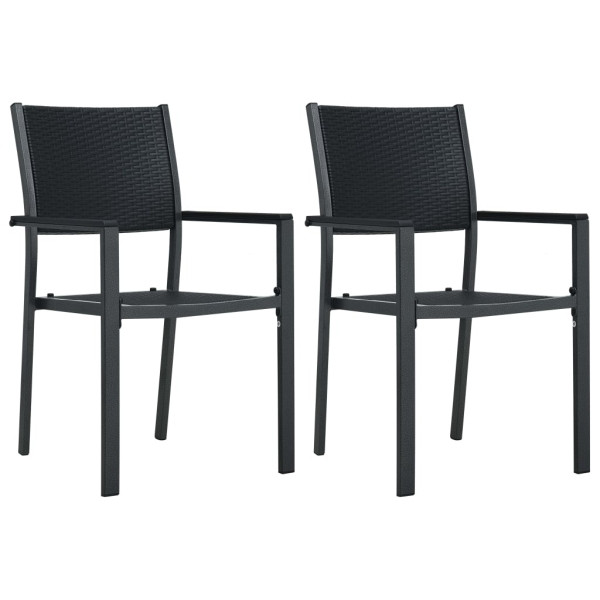 vidaXL Gartenstühle 2 Stück Schwarz Kunststoff Rattan-Optik, 47889