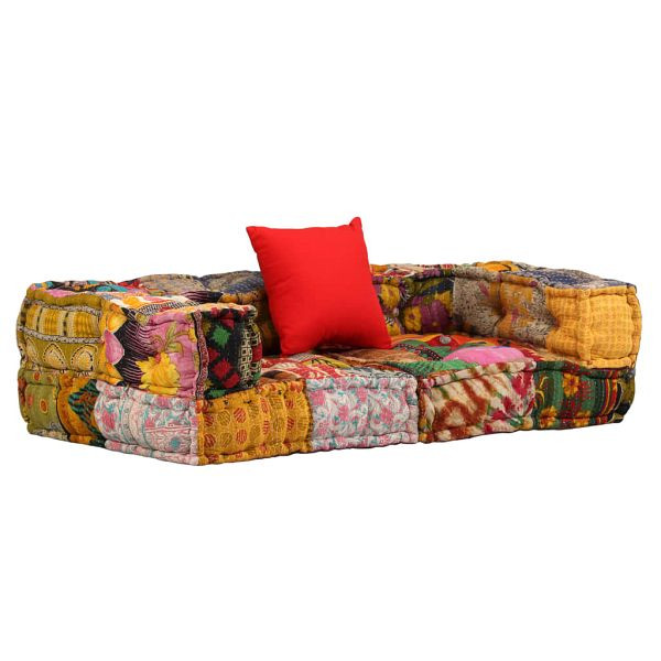 vidaXL 2-Sitzer Modularer Pouf Patchwork Stoff, 244987