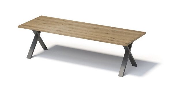 Bisley Fortis Table Regular, 2800 x 1000 mm, gerade Kante, geölte Oberfläche, X-Gestell, Oberfläche: natürlich / Gestellfarbe: blankstahl, F2810XP303