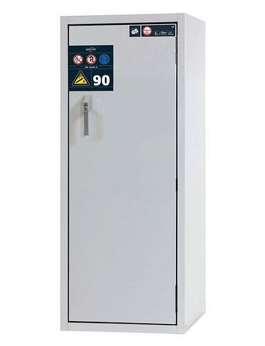 asecos Gasflaschenschrank feuerbeständig G90, 2 x 10 l Flaschen, B 600 mm, Tür rechts, grau, 210383