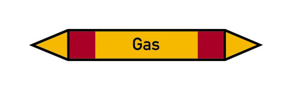 Schilder Klar Rohrleitungskennzeichen Gas, 100x15 mm Folie selbstklebend, 101557/60