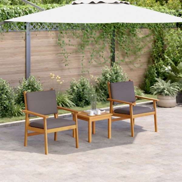 vidaXL Gartenstühle 2 Stück mit Kissen aus massivem Akazienholz, 4106580