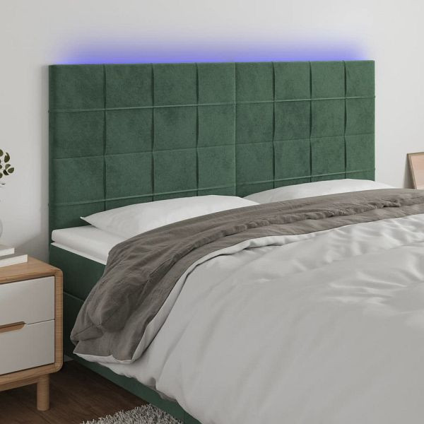 vidaXL LED Kopfteil Dunkelgrün 160x5x118/128 cm Samt, 3122481